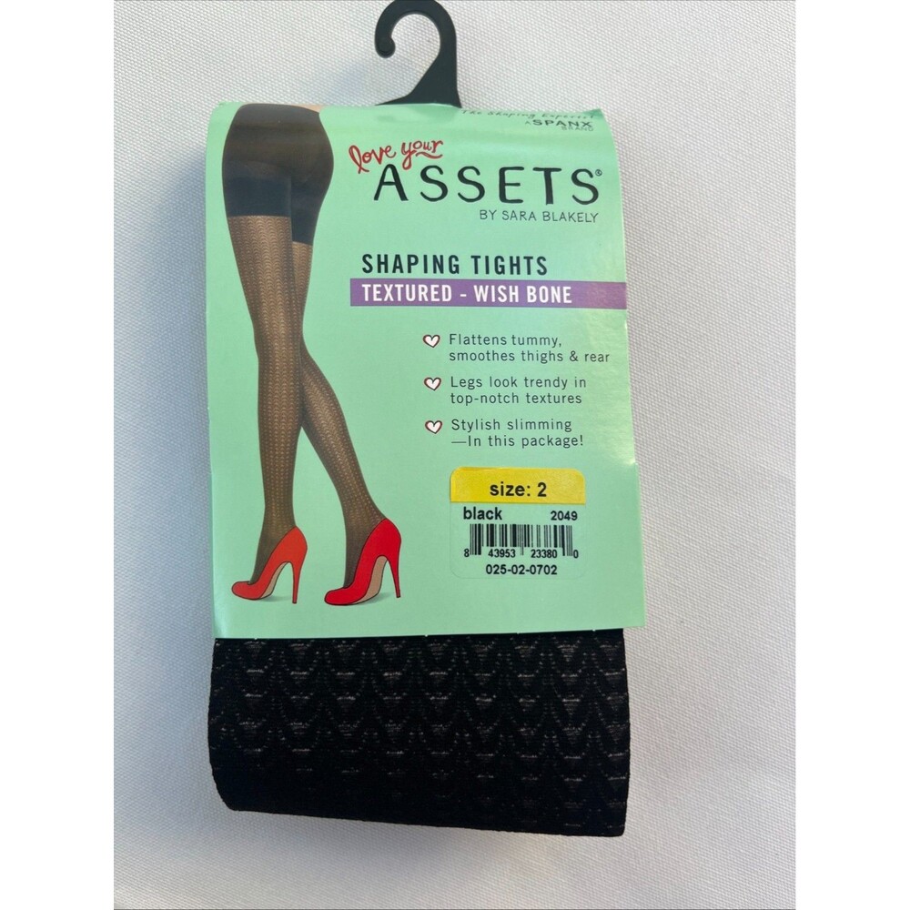Spanx Love Your Assets Wish Bone Textured Shaping Tights Black NWT